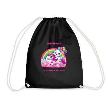 Katze trifft Einhorn - Turnbeutel - Schwarz - Vorne