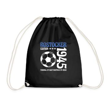 Rostocker Geburtstag 1945 Fußball Geschenk - Turnbeutel - Schwarz - Vorne