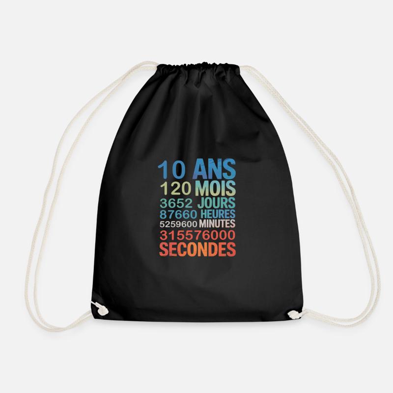10 Ans – Compte à Rebours de la Vie en Secondes - Turnbeutel - Schwarz