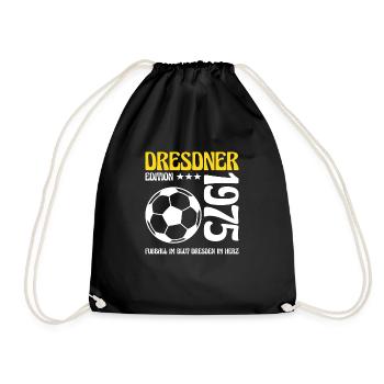 Dresdner Geburtstag 1975 Fußball Geschenk - Turnbeutel - Schwarz - Vorne