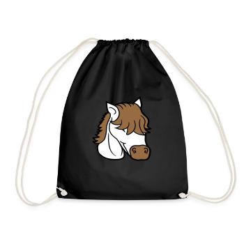 Horse Cute Long Bob Cut Hair Smiles Cute - Drawstring Bag - black - Front