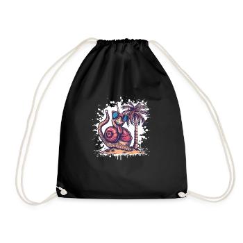 Snail Summer Holiday - Drawstring Bag - black - Front