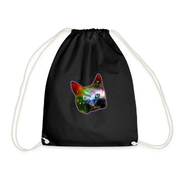 Space Katze - cooles Geschenk - Turnbeutel - Schwarz - Vorne