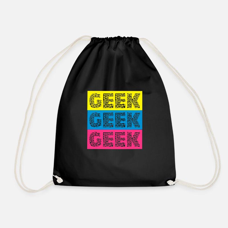 geek - Drawstring Bag - black