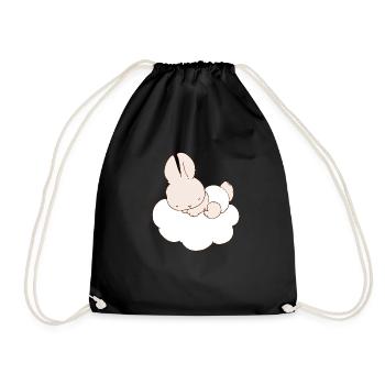 Baby Bunny sleeping on cloud - Drawstring Bag - black - Front
