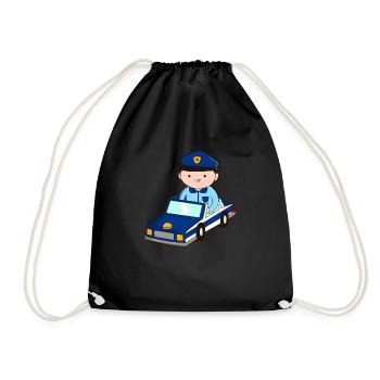 mignon voiture de police enfants cadeau policier sirène - Sac de sport léger - noir - Devant