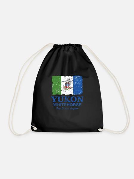 Yukon Flag - Canada - Vintage Look - Drawstring Bag - black