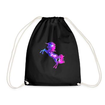 Galaxy Einhorn unicorn space Pferd fantasy Mädchen - Turnbeutel - Schwarz - Vorne