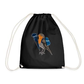 European robin school start school bag blue - Drawstring Bag - black - Front