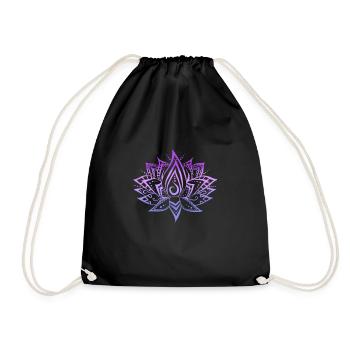 lotus colors purple - Drawstring Bag - black - Front