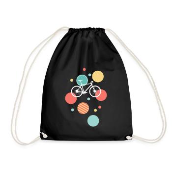 Bicycle with cheerful colored dots - Drawstring Bag - black - Front