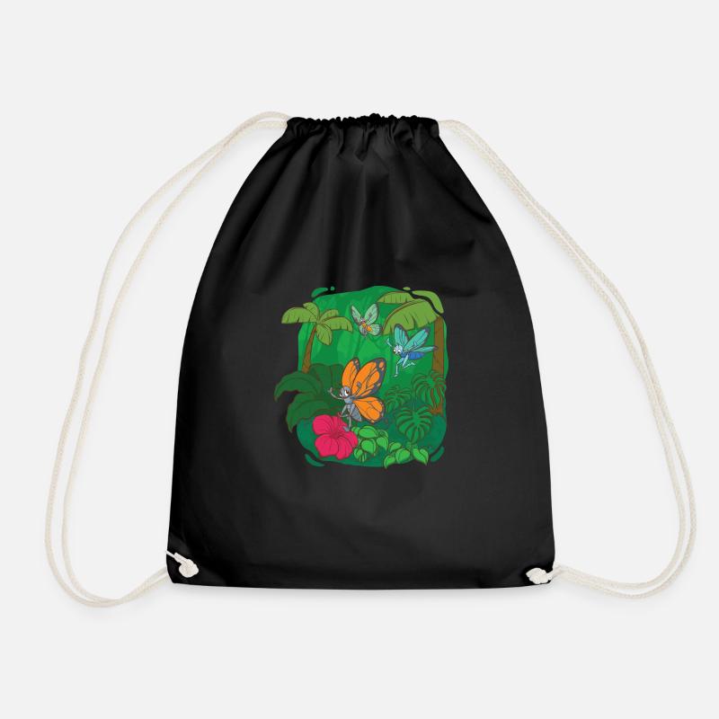 Butterflies - Drawstring Bag - black