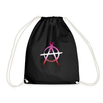 Anarchy A lesbian pride flag - Drawstring Bag - black - Front