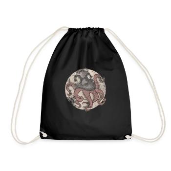 Octopus in diving helmet - Drawstring Bag - black - Front