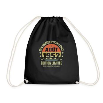 Anniversaire Millésime Fabriqué en Août 1952 - Sac de sport léger - noir - Devant