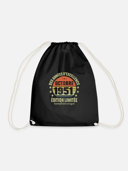 Anniversaire Millésime Fabriqué en Octobre 1951 - Sac de sport léger - noir