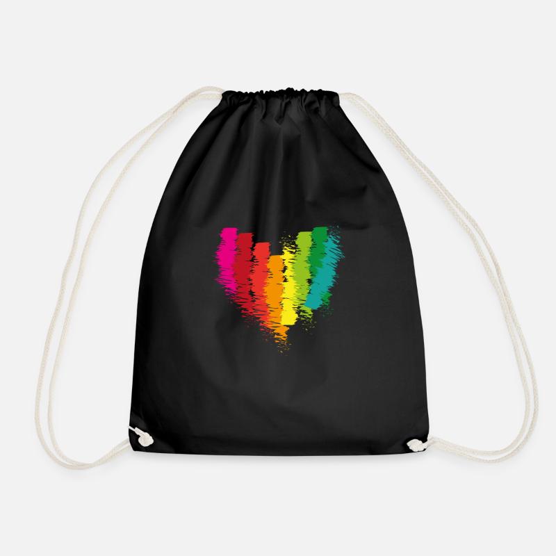 herz, regenbogen,pinsel,malerei,bunt - Turnbeutel - Schwarz