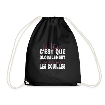 Je M'en Bats Les Couilles Cadeau Humour - Sac de sport léger - noir - Devant