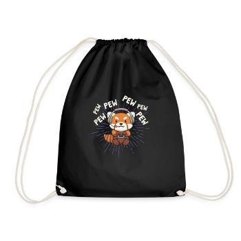 Red Panda Gamer Gaming - Drawstring Bag - black - Front