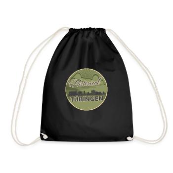 tübingen,skyline,circle, scissor cut, green,retro - Drawstring Bag - black - Front