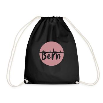 Bern, skyline, circle, purple, silhouette, brown - Drawstring Bag - black - Front