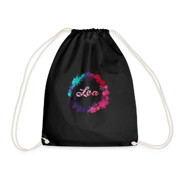 lea,flowers,flower wreath,floral,illustration - Drawstring Bag - black - Front