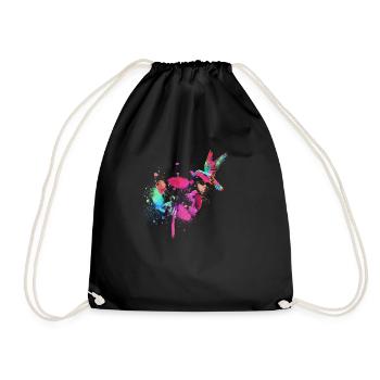 hummingbird,graffiti,painting, flowers,bird,flower,colorful - Drawstring Bag - black - Front