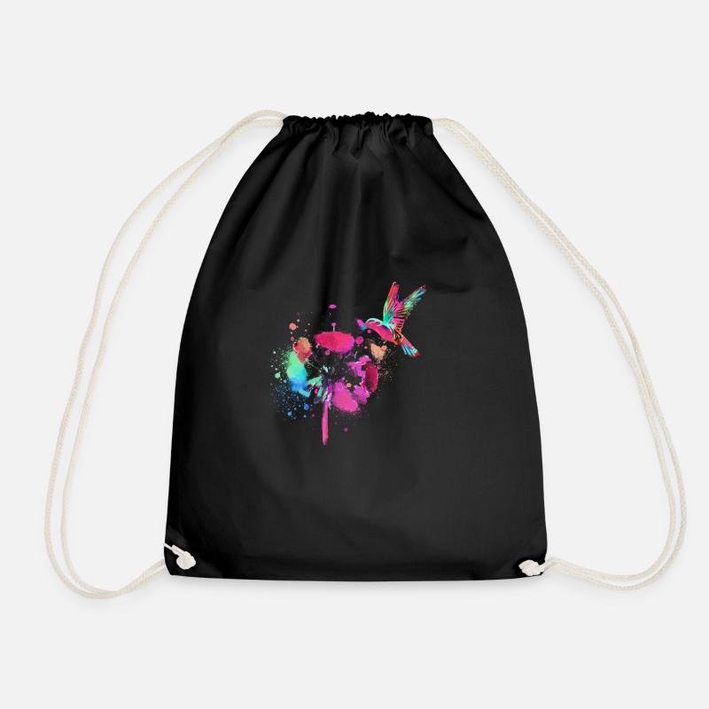 kolibri,graffiti ,malerei, blumen,vogel,blume,bunt - Turnbeutel - Schwarz