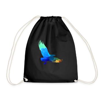 aigle, aquarelle, bleu, coloré, peinture, oiseau, turquoise - Sac de sport léger - noir - Devant