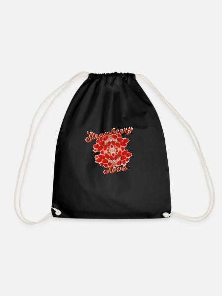 strawberry love,erdbeere,erdbeeren,retro,vintage - Turnbeutel - Schwarz