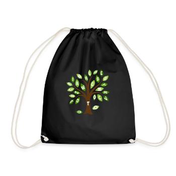 Alphabet leaf tree - Drawstring Bag - black - Front
