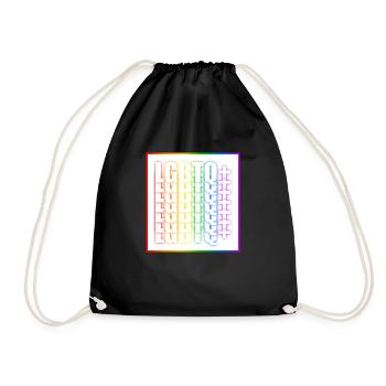 LGBTQ Regenbogen weiß - Turnbeutel - Schwarz - Vorne