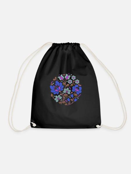 ungarische Blumen , blau, bunte blumen,ranke,blume - Turnbeutel - Schwarz
