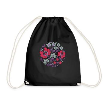 ungarische Blumen , rot, bunte blumen,ranke,blume - Turnbeutel - Schwarz - Vorne
