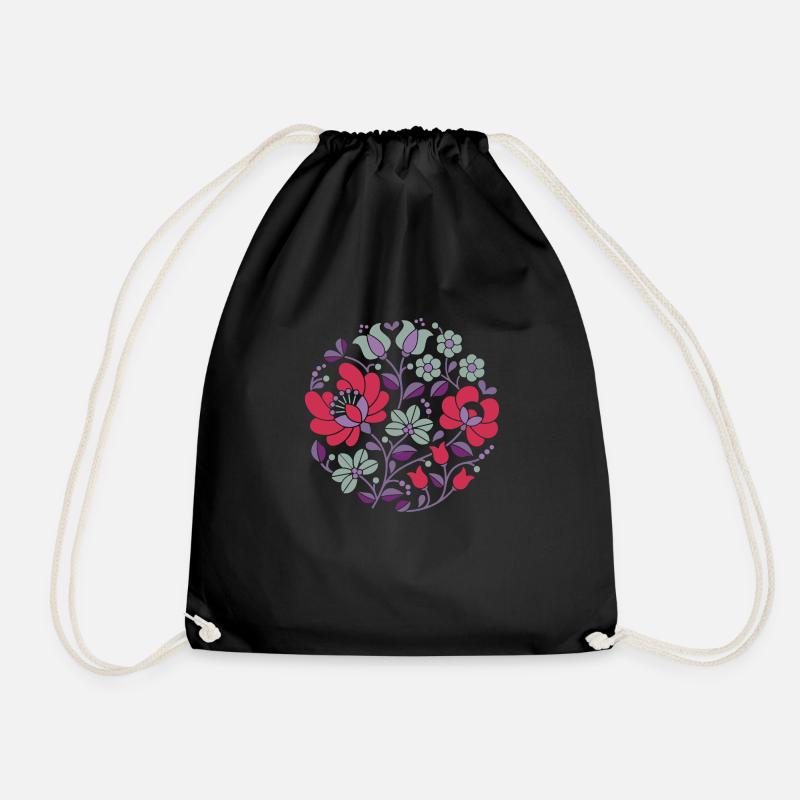 ungarische Blumen , rot, bunte blumen,ranke,blume - Turnbeutel - Schwarz