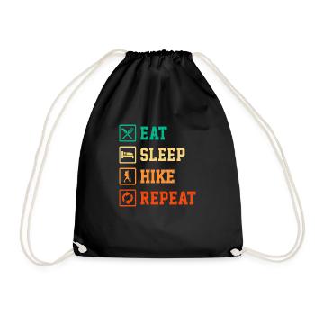 Eat Sleep Hike Repeat Trekking Mountaineering Hiki - Turnbeutel - Schwarz - Vorne