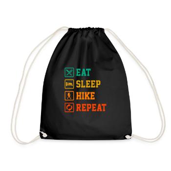 Eat Sleep Hike Repeat Trekking Mountaineering Hiki - Turnbeutel - Schwarz - Vorne