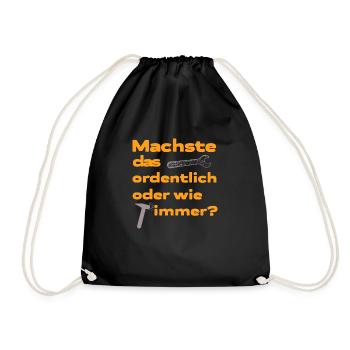 Lustiger Spruch Handwerker machste das ordentlich - Turnbeutel - Schwarz - Vorne