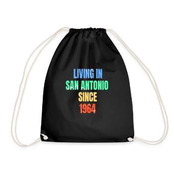Retro Vintage Living in San Antonio since 1964 - Drawstring Bag - black - Front