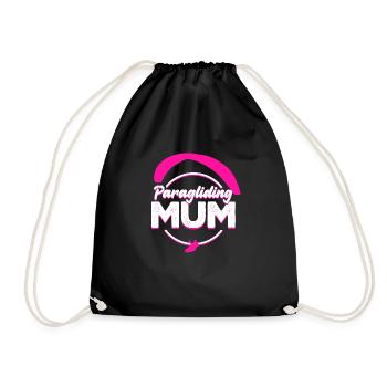 Paragliding Mum pink - Drawstring Bag - black - Front