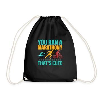 You ran a marathon? That's cute. Triathlete Triat - Drawstring Bag - black - Front