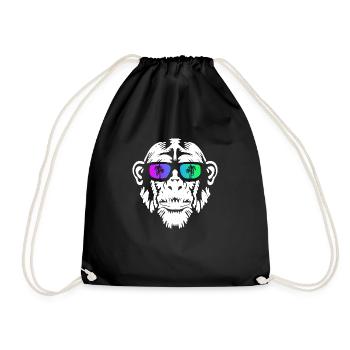 Monkey Affe Urlaub Sonnenbrille Gute Laune Musik A - Turnbeutel - Schwarz - Vorne
