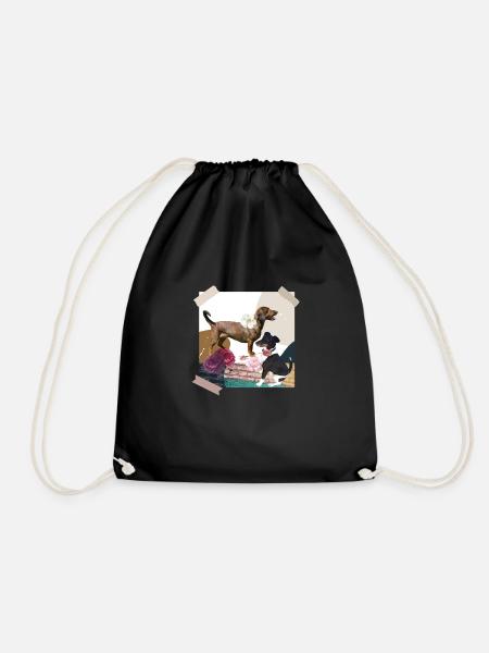 Amsel Feddo Collage für - Turnbeutel - Schwarz