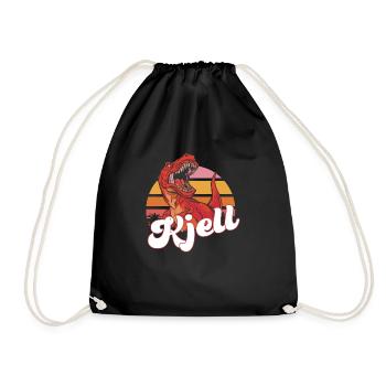 KJELL - Beautiful boy name with T-REX Dino - Drawstring Bag - black - Front