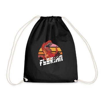 FLORIAN - Beautiful boy name with T-REX Dino - Drawstring Bag - black - Front