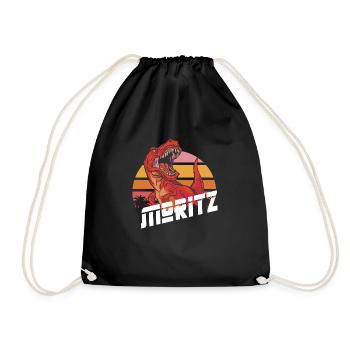 MORITZ - Beau prénom de garçon avec T-REX Dino - Sac de sport léger - noir - Devant