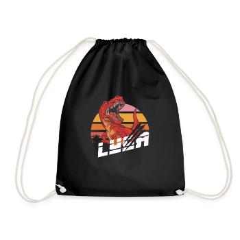 LUCA - Beau nom de garçon avec T-REX Dino - Sac de sport léger - noir - Devant