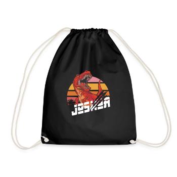 JOSHUA - Beautiful boy name with T-REX Dino - Drawstring Bag - black - Front