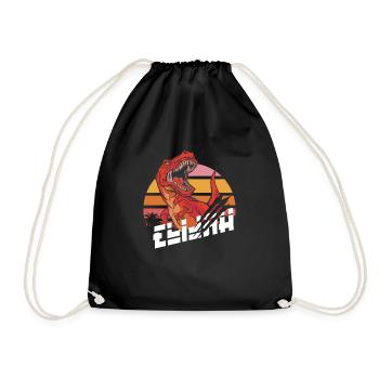 ELIJAH - Beautiful boy name with T-REX Dino - Drawstring Bag - black - Front