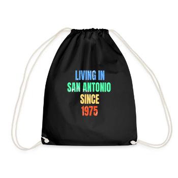 Retro Vintage Living In San Antonio Since 1975 - Drawstring Bag - black - Front